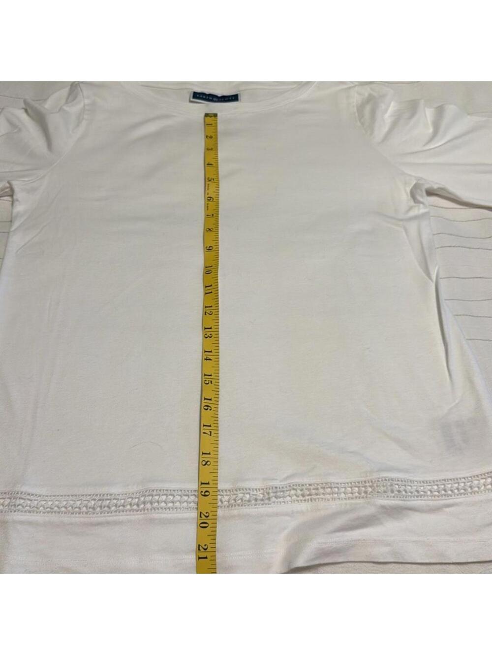 Karen Scott White Striped 3/4 Sleeve Blouse Women's S - Picture 7 of 7